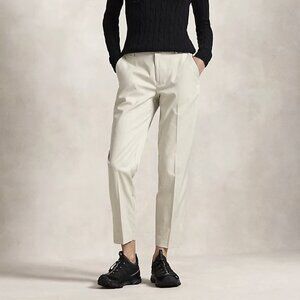 MONCLER WOMEN'S IVORY STRETCH SLIM PANTS CHINOS FLAT FRONT TAPERED LEG sz 46